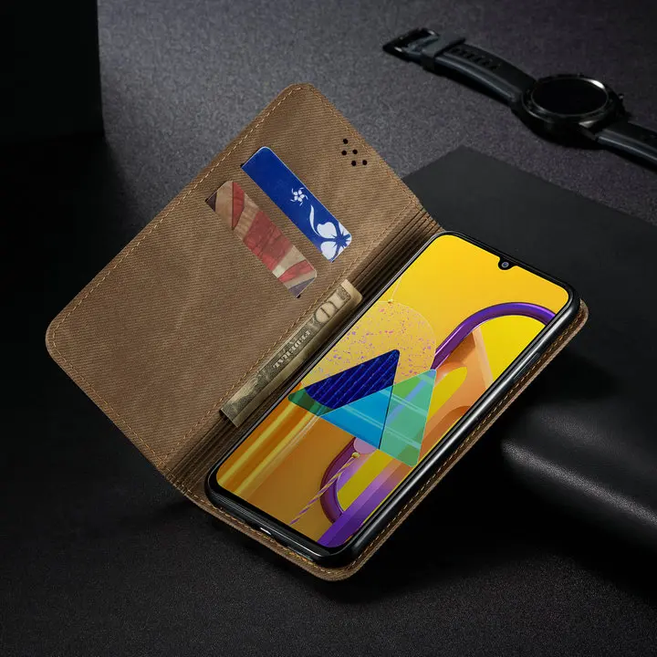 Роскошный Тканевый твердый кожаный чехол для samsung M30s чехол samsung Galaxy M30s M30 S A50 10 кошелек для samsung M 30s откидной Чехол