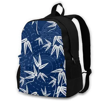 

School Backpack for TeenagesBackpack Leisure Rucksacks TravelJapanese And Chinese Bamboo Blue Print daypa