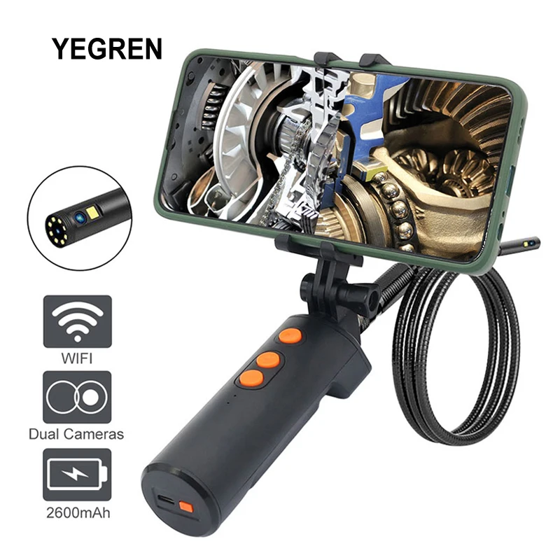 Handheld Wifi Endoscope Dual Camera Waterproof 1080p Industrial