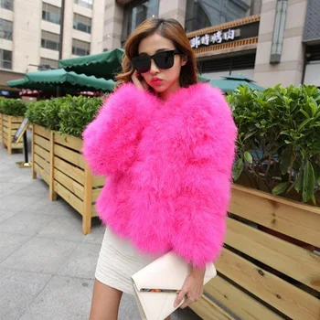 

2020 Women Real Coat Genuine Feather Shrug Short Winter Jacket Natural Ostrich Fur Coats Female WYQ1671