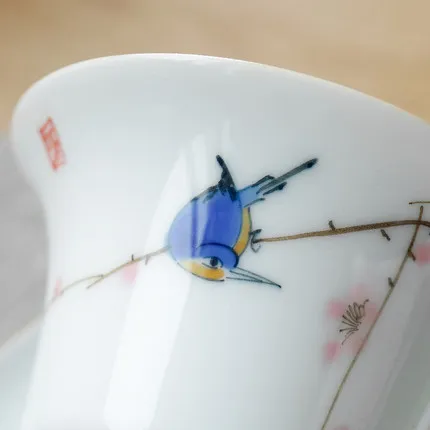 Hand-painted Ceramic Special Small Cover Bowl Three Bowls White Porcelain Small Teacup Teapot Kung Fu Tea Ceremony Tea Set