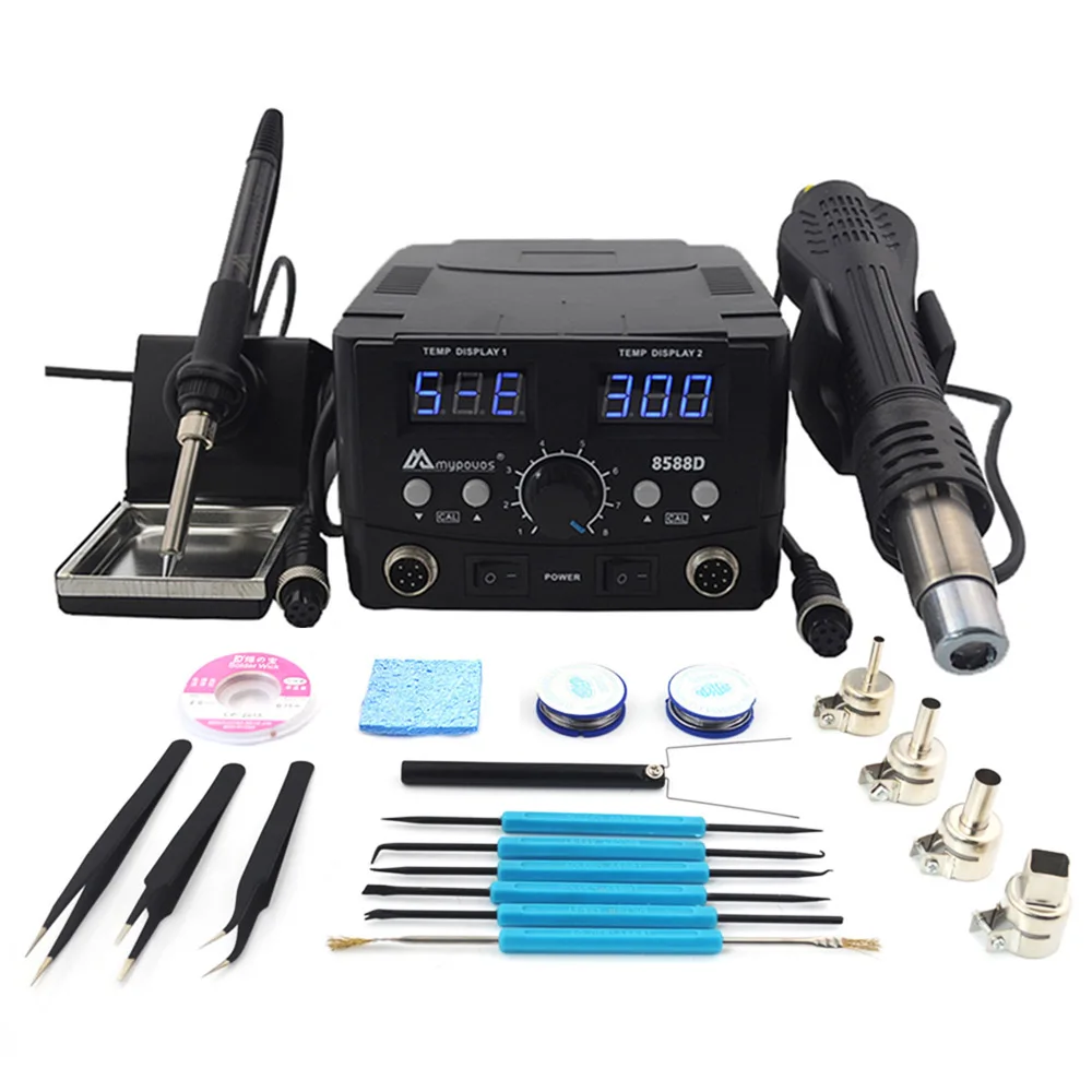 8588D TOOL SET 5 2 в 1 800 вт светодиодный цифровой паяльник для горячего воздуха паяльная станция электрический паяльник для телефона PCB IC SMD BGA сварка - Цвет: 8588D TOOL SET 5