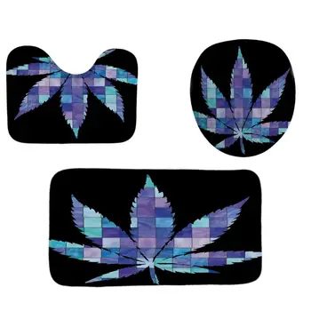 

4PCS/Set Maple leaf Shower Curtain Bath Curtain Waterproof Polyester 57BB