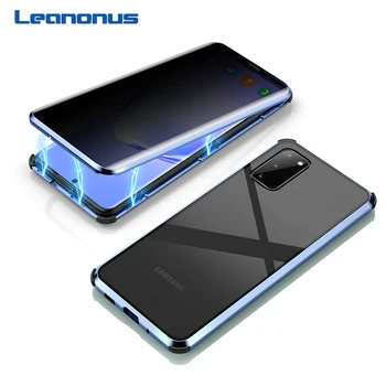 

Magnetic Privacy Tempered Glass Case for Samsung Galaxy S20 Ultra Case 360 Full Body Metal Hard Cover For Samsung S20 Plus Shell