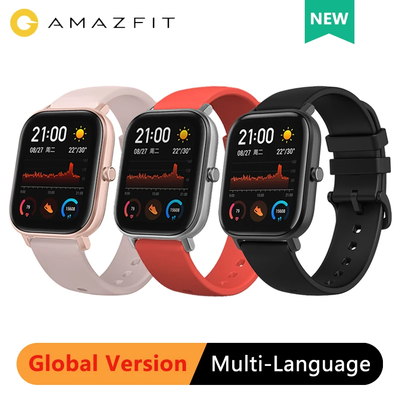 

Global Version Amazfit GTS Smart Watch AMOLED Running Sports Heart Rate 5ATM Waterproof Bracelet GPS Smart Watch Android Watch
