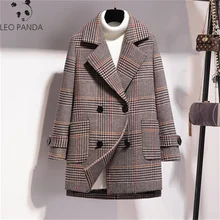 Модное женское Ретро клетчатое шерстяное пальто женская версия новое популярное клетчатое пальто осень-зима короткое пальто MS Slim fit