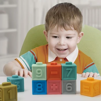 

Baby Toy 0 12 Months Soft Building Blocks 3D Touch Hand Balls Montessori Baby Massage Rubber Teethers Squeeze Toy Bath Toys Gif