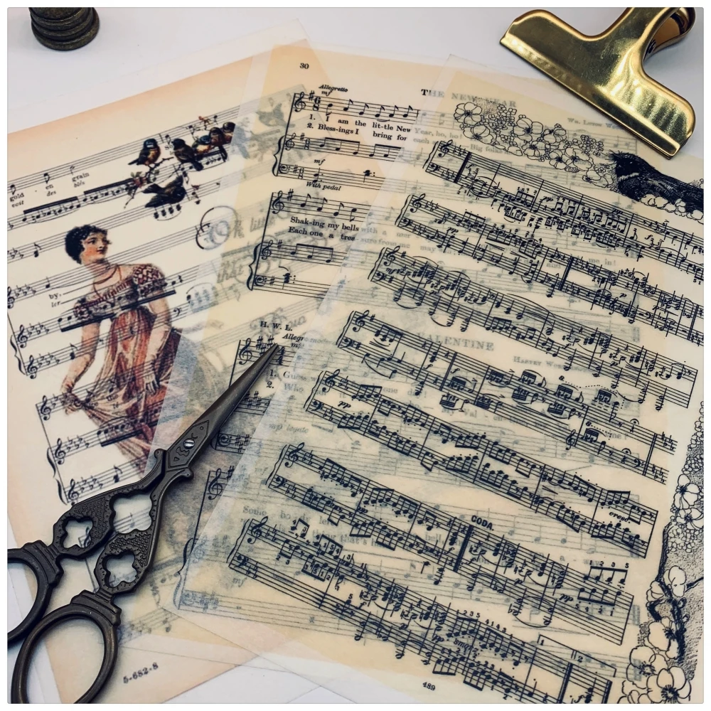 Vintage Music Note Paper Pack Pad DIY Craft Scrapbooking Album Junk Journal Happy Planner Decorative Paper