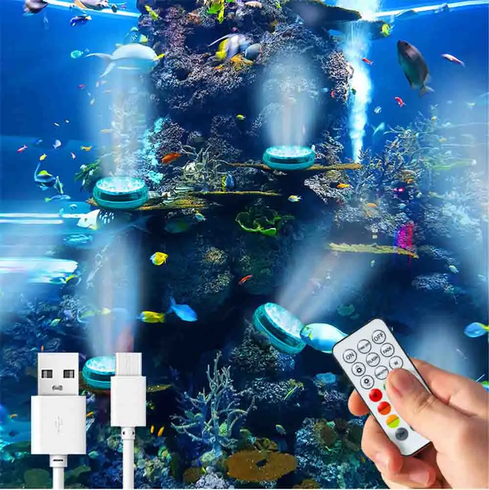 USB Rechargeable Underwater Submersible Led Lights with Magnet Suction Cups  for Pond Fountain Fish Tank Aquarium - AliExpress