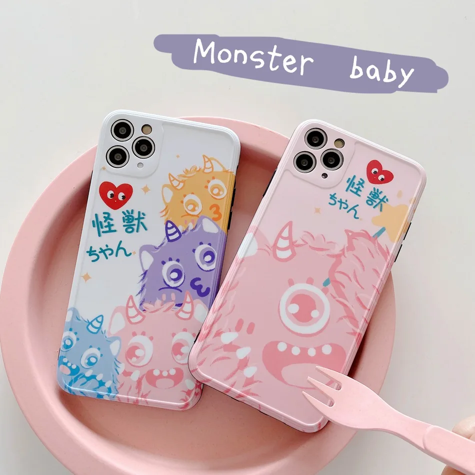 

For iPhone 11 Pro XS Max XR X Case Cute Cartoon Monster Baby Pattern Phone Case For iPhone SE 8 7 Plus Soft Tpu Shockproof Cover