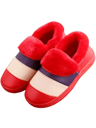 Теплая водонепроницаемая обувь для мужчин и женщин Зимняя разноцветная теплая обувь Размеры 35-44, тапочки с хлопковой подкладкой и мехом для влюбленных