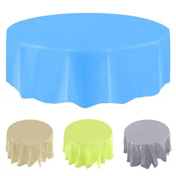 

Plastic Waterproof Disposable Table Cloth Large Solid color Wedding Party Circular Table Cloth Cover
