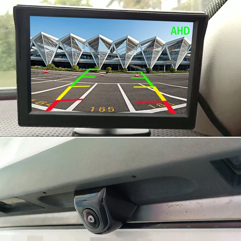 5 inch AHD Monitor 1024x600 With 170&deg; 1280x720P Starlight Night Vision Front Side AHD Reverse Rear View Camera Full HD Fisheye