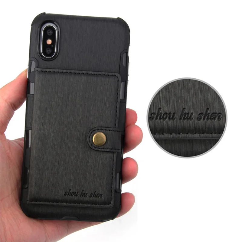 Кожаный чехол для телефона в стиле ретро iphone xs/xr/x/xs 6/7/8 Plus держатель карт