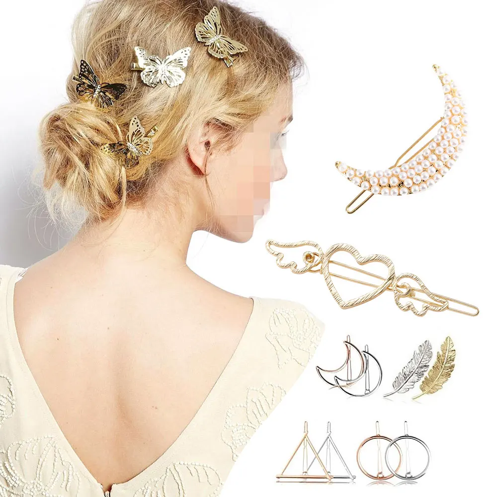 

Zoeber Butterfly Animal Hairpins Women Hairband 4cm-5cm Round Stars Moon Hair Clip Gold Color Cartoon Hairpin Head Accessories