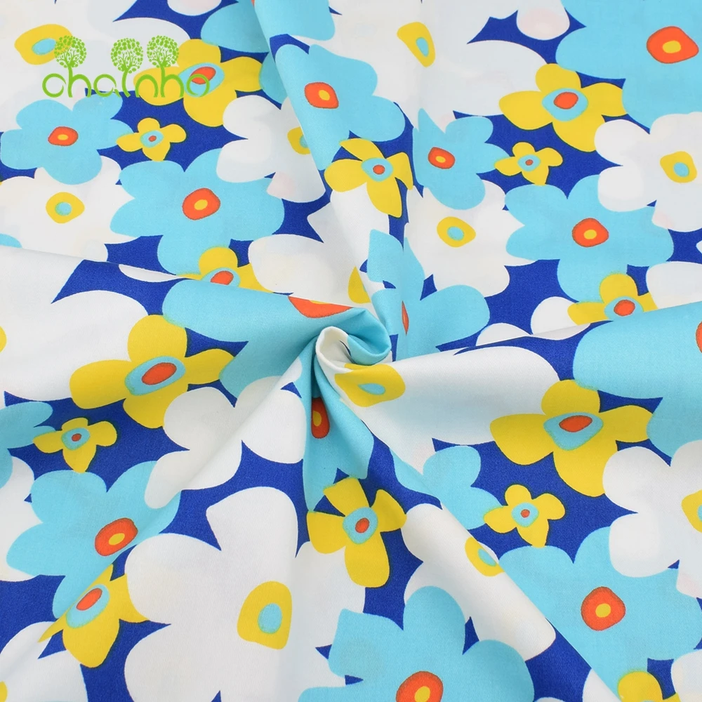 Chainho,Printed Twill Weave Cotton Fabric,DIY Sewing Quilting Material,Patchwork Cloth,7 Designs Fruit Series,2 Sizes,15C267