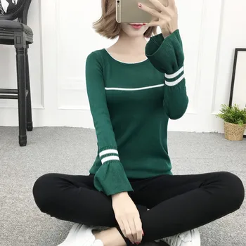 

Women Sweater Long Sleeve Pullover Tops Autumn Winter Solid Color Knit Basic Sweaters Lady Korean Style Femme Tops
