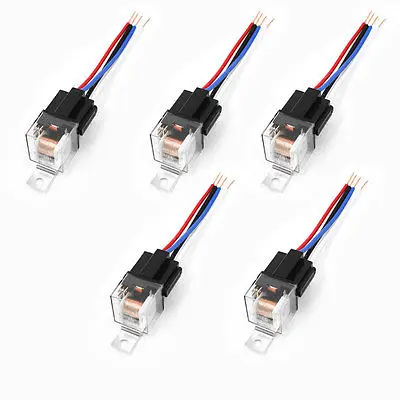 

5 PCS Plastic Socket 1NO SPST Vehicle Car Security Power Relay DC 12V Volts 40A