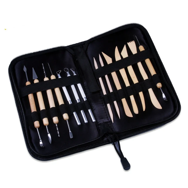 14PCS Clay Sculpture Tool Bag Carving DIY Wooden Pottery mold for art craft  Shaping tool designer
