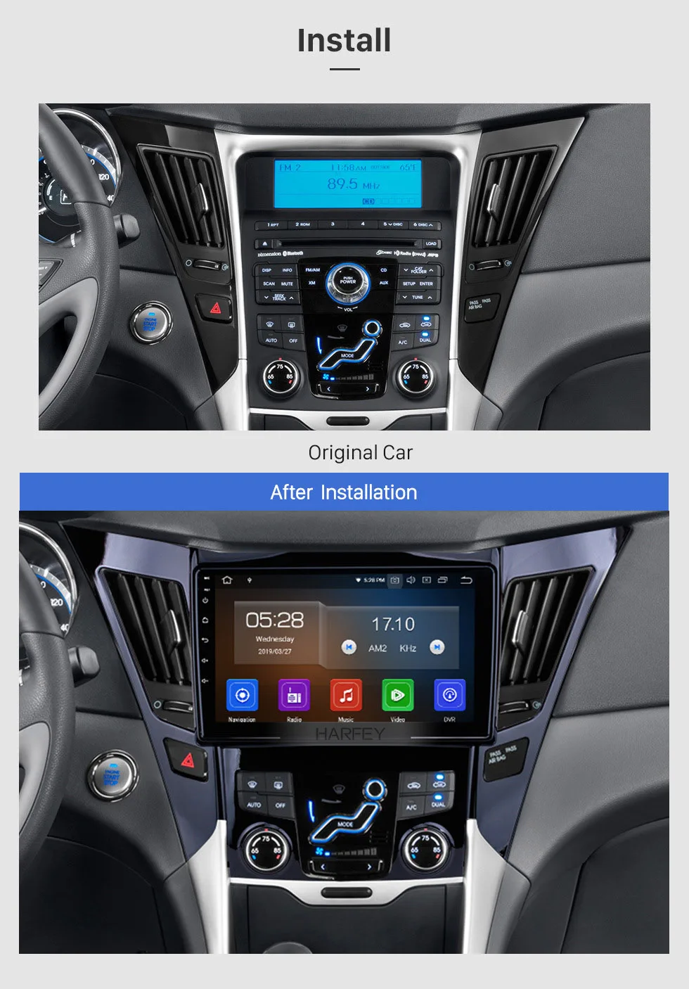 Clearance Harfey Car GPS Navi 9" HD Android 9.0 Auto Radio Multimedia Player For HYUNDAI Sonata i40 i45 2011 2012 2013 2014 2015 Head Unit 1