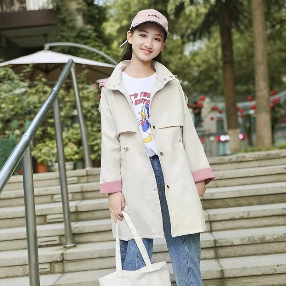 

Children Long Jackets Coat For 4 5 6 7 8 9 10 11 12 13 Year Girls Kid Outwear Spring Autumn Fashion Baby Girl Hooded Coats