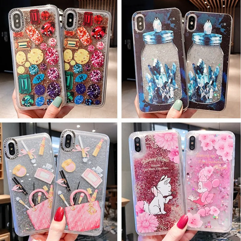 

New liquid quicksand silicone phone case for iPhone X XS XR XSMax 8 7 6 6S PluS cartoon animal word drop protection cover