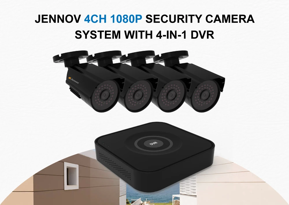 Jennov 2/4CH 1080P AHD DVR комплект H.265 CCTV системы NVR наружная камера видео набор для наблюдения IR ночного видения внутренняя безопасность жилища видеорегистратор