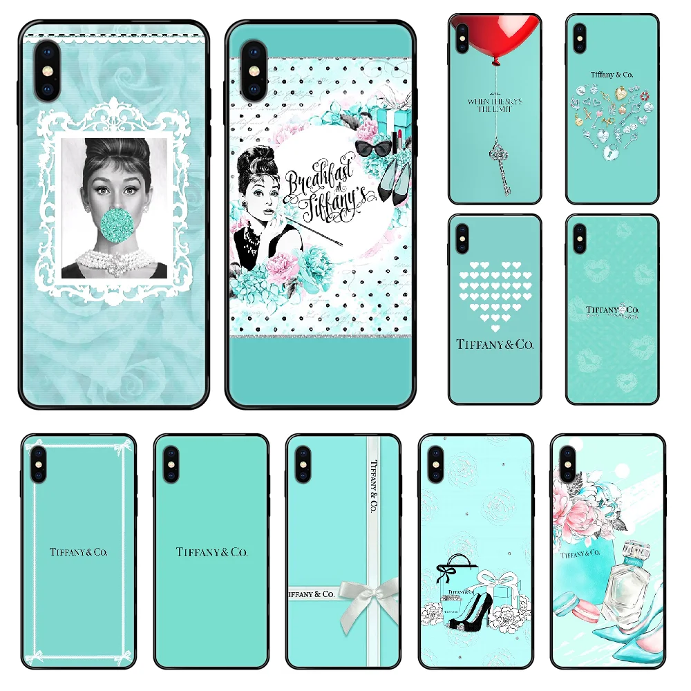 

Fashion Luxury Brand Blue Box Girl Phone case For iphone 4 4s 5 5S SE 5C 6 6S 7 8 plus X XS XR 11 PRO MAX 2020 black pretty