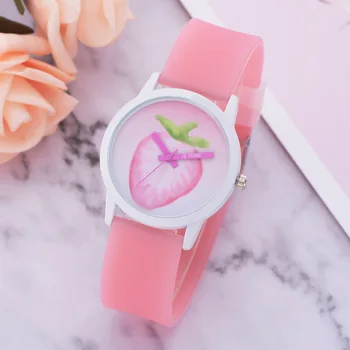 

sweet fruit Luxury Women Watches Women's Casual Quartz Silicone strap Band Watch Analog Wrist Watch
