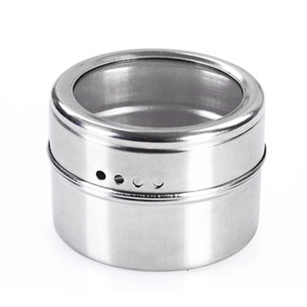 6pcs Container Pepper Spice Bottles Stainless Steel Spray Set Spice Rack Kitchen Salt Spice Jars Magnetic Condiment