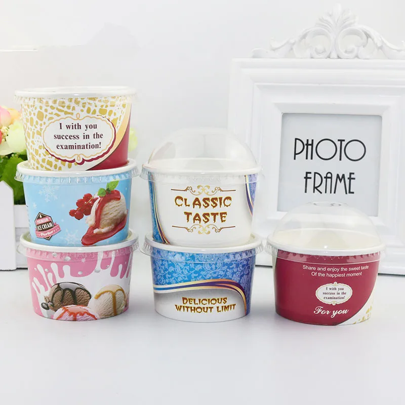 50pcs Disposable small ice cream thick paper cup summer party birthday favor 130ml 4 oz packaging bowl kitchen accessories
