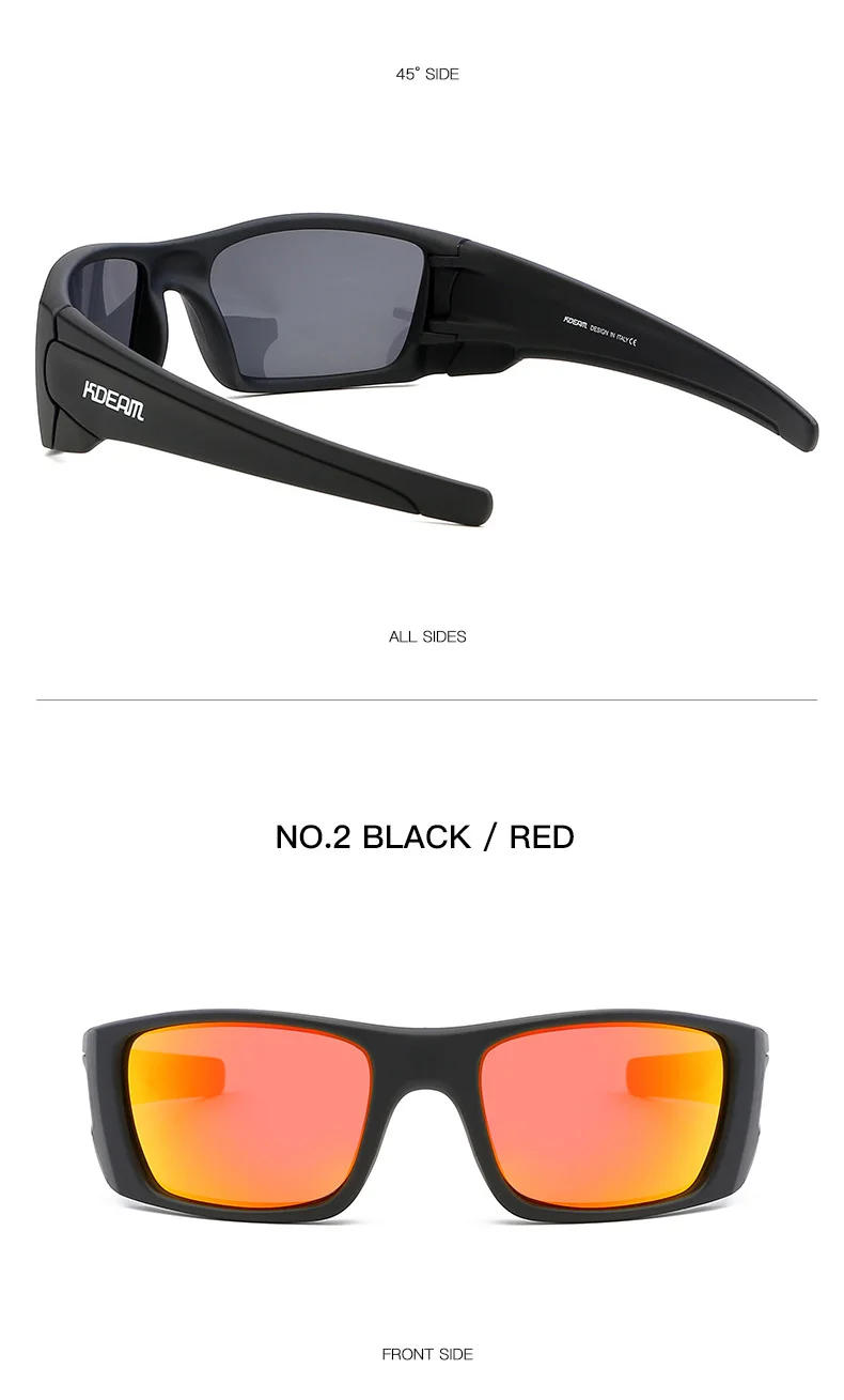 KDEAM Unisex Rectangular Polarized Sunglasses for Men TR90 Frame Fashion Square Fishing Eyewear Outdoor Sports Sun Glasses UV