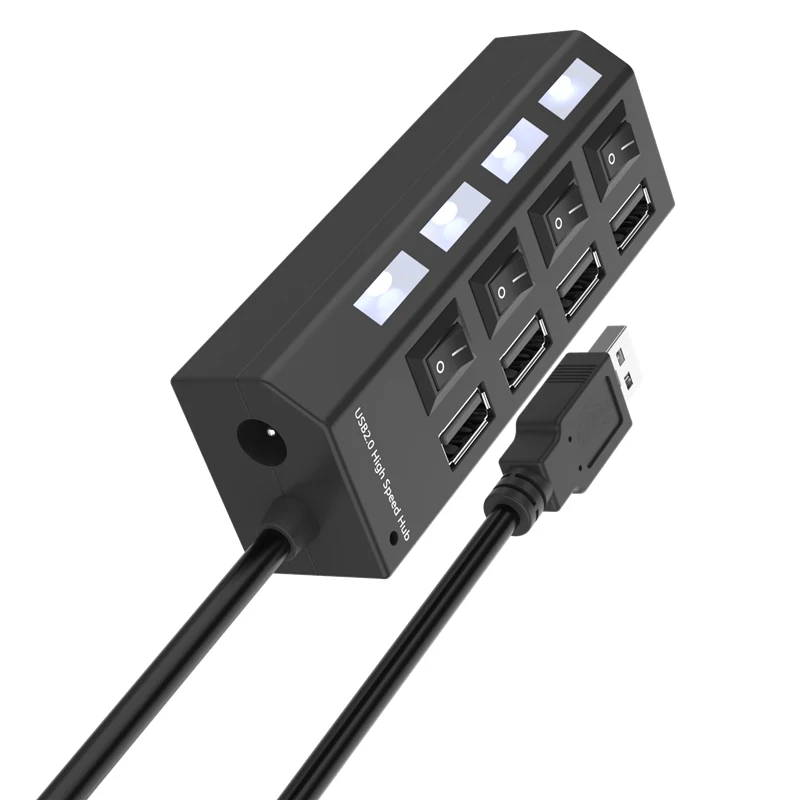 1 шт. черный 4 вспомогательное устройство для USB 2,0 адаптер сплиттер розетка пластиковые части для компьютера
