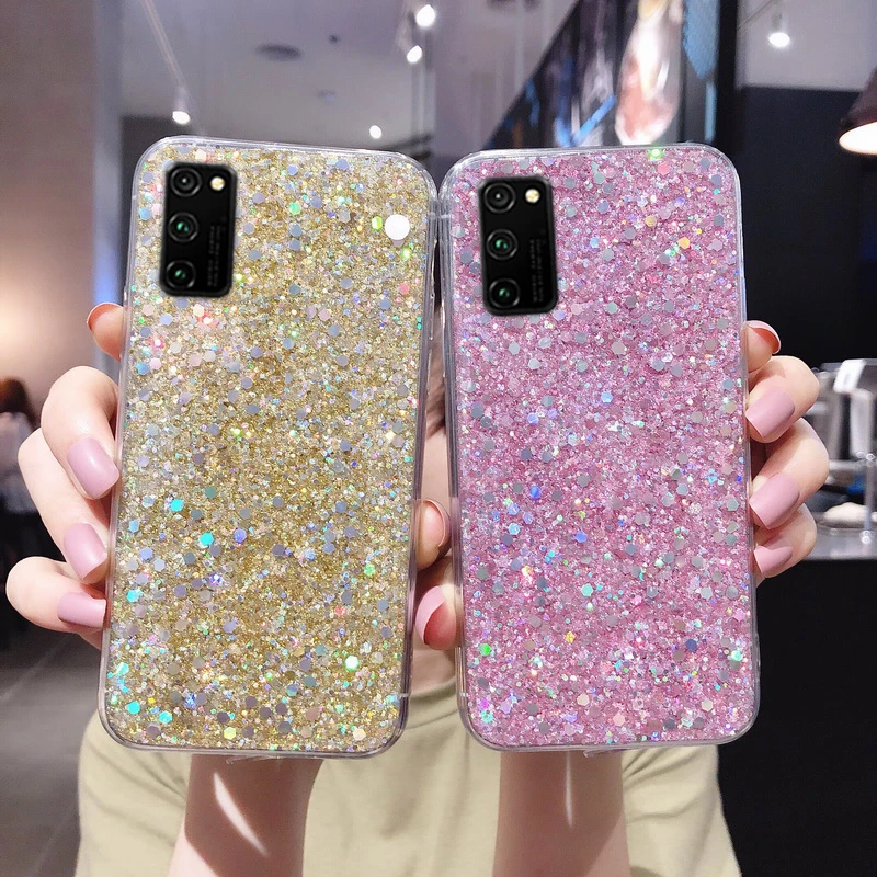 Силиконовый чехол с блестками для Huawei P40 P30 P20 Lite Mate 30 20 Pro Nova 6 5T 5 Honor V30 Y9 Y7