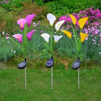 

3pcs 4LED Solar Simulation Calla Lily Light Colorful Changing Warm and Fragrant Beautiful Outdoor Lawn Lamp White Purple 73cm