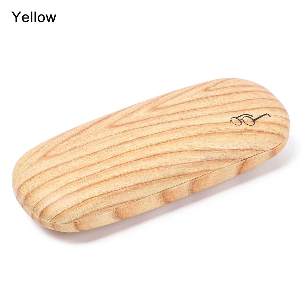 yellow Модная деревянная коробка для очков, женские и мужские жесткие кожаные очки для чтения, чехол для солнцезащитных очков, портативный держатель для очков, защита для очков - Цвет: yellow