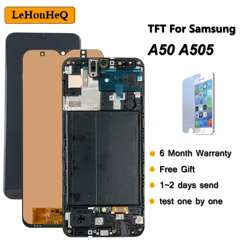 

For samsung A50 LCD For Samsung galaxy A50 2019 A505F/DS A505F A505FD A505A Touch Screen Digitizer Assembly with frame