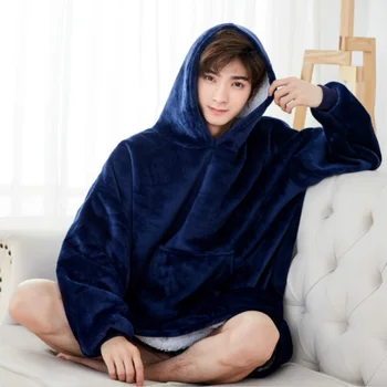 

Winter Thick Comfy TV Blanket Sweatshirt Solid Warm Hooded Blanket Adults and Children Fleece Weighted Blankets for Beds Travel