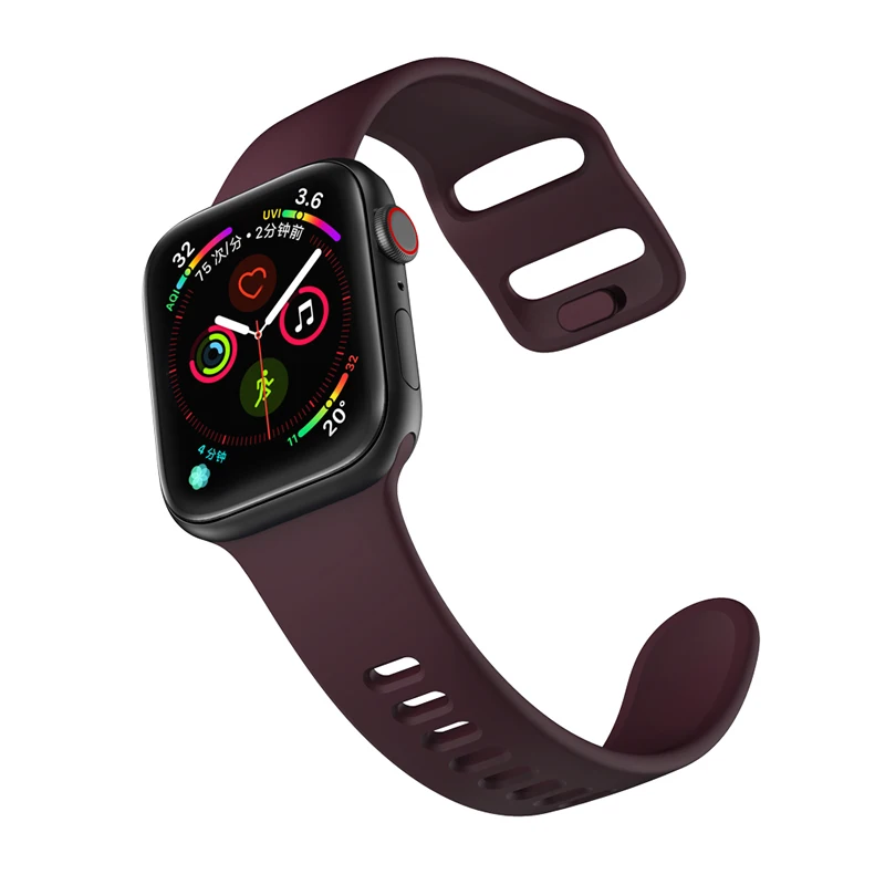 Ремешок для Apple Watch 38/42 мм iWatch 4 5 44 мм 40 мм спортивный силиконовый ремень браслет Correa для Apple Watch 5 4 3 2 аксессуары - Цвет ремешка: Reddish