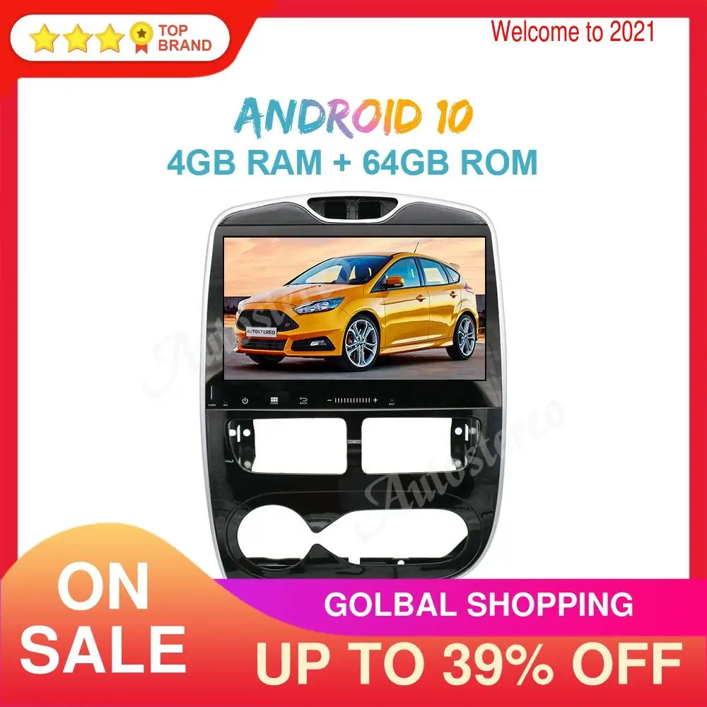 Автомагнитола на Android 10 64 ГБ без DVD-плеера GPS-навигация для Renault Clio 2013-2018