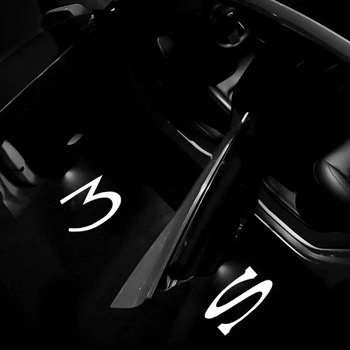 

For Tesla Model 3 Model S Model X Tesla Logo Projector Lamp Foot Lamp LED Logo Car Door Light For Tesla 2pcs Ghost Shadow Light