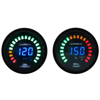 

2set Dyno Racing 2 Inch 52mm Car LED Digital / Analog Oil Temp Temperature Gauge Meter
