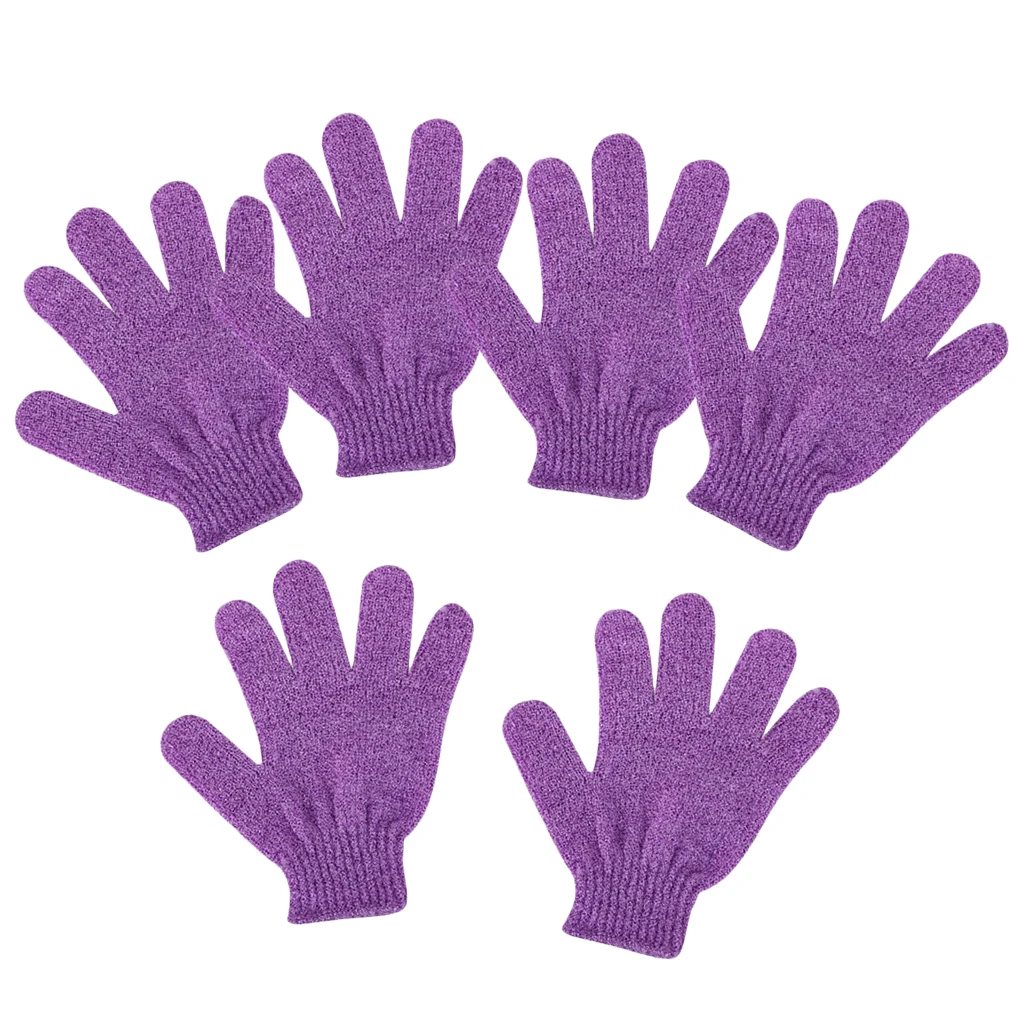 6pcs Nylon Bath Cleaning Gloves Double Sided Exfoliating Gloves Body Scrubber Scrubbing Shower Gloves for Home Bathroom Use