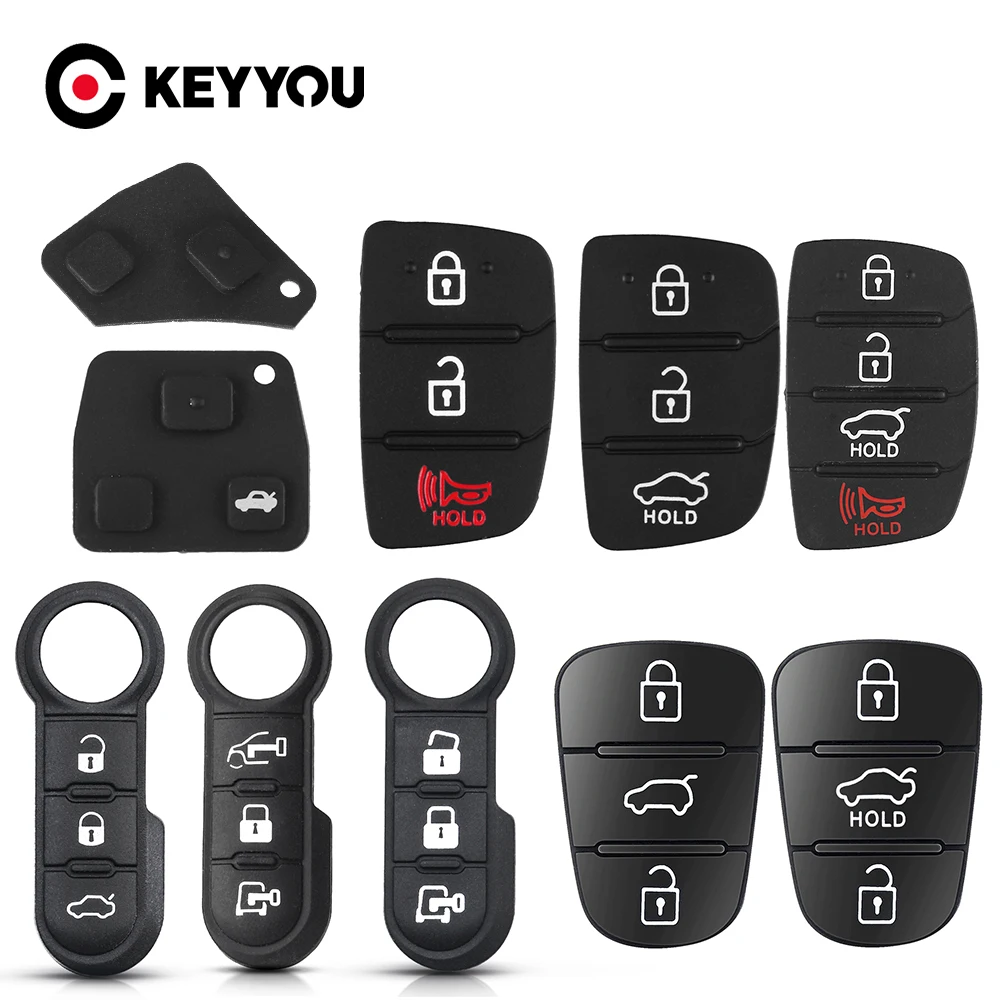KEYYOU Folding 2/3/4 Buttons Rubber Remote Car Key Pad For Hyundai Kia Fiat Toyota Lexus Volkswagen Suzuki (ONLY PAD) Fob Case | Автомобили