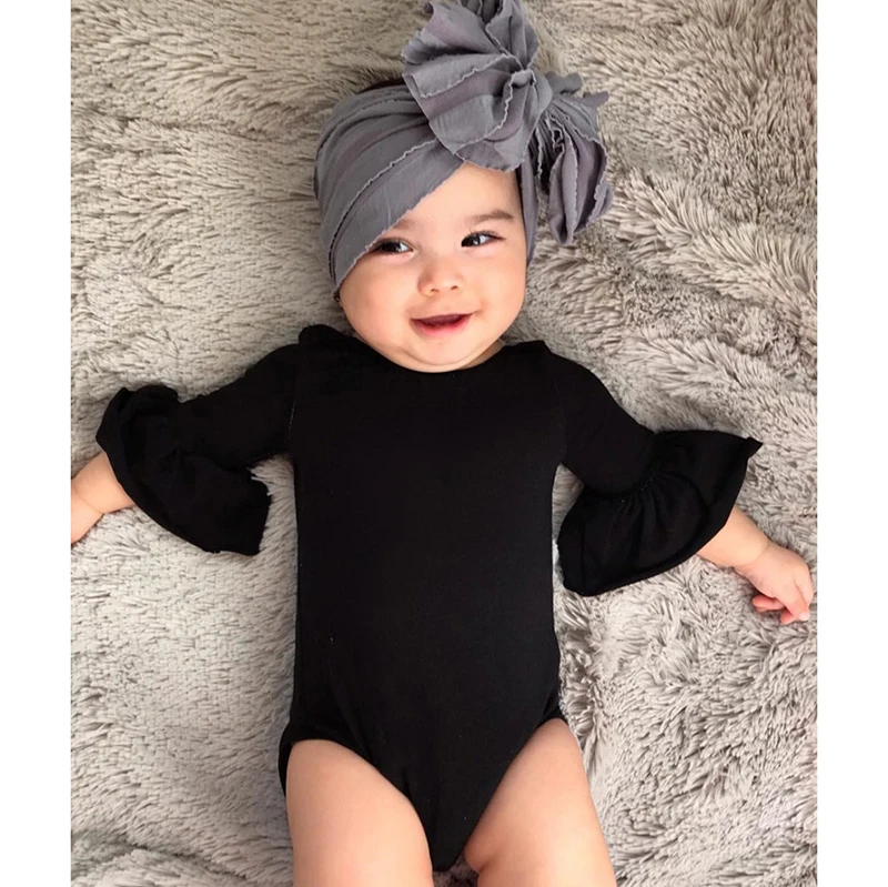 

Newborn Infant Baby Girl Clothes Plain Cotton Half Sleeve Ruffled Romper Jumpsuit Sunsuit Outfits bodysuit
