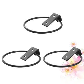 

3pcs Wall Mounted Flower Pot Tray Metal Iron Ring Flowerpot Wall Bracket Planter Tray (13.5x11x6.5cm)
