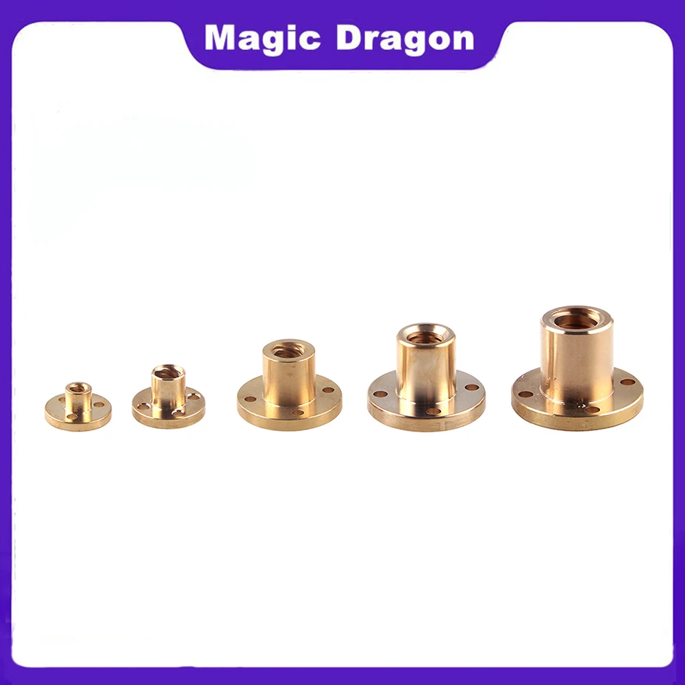 Lead Screw Nut T5 T6 T8 T10 T12 T14 T20 Pitch 1/2mm Lead 1/2/3/4/8/10/12/14mm Brass For CNC Parts 3D Printer lead screw