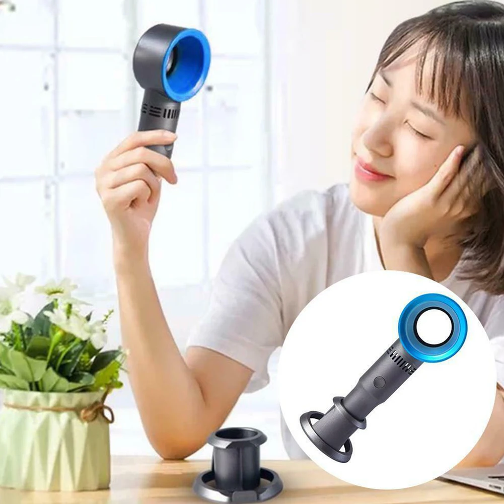

Summer USB Charging Speed Adjustable Travel Bladeless Fan Safe Practical Handheld Mini Portable Home Desktop Soft Wind Gift