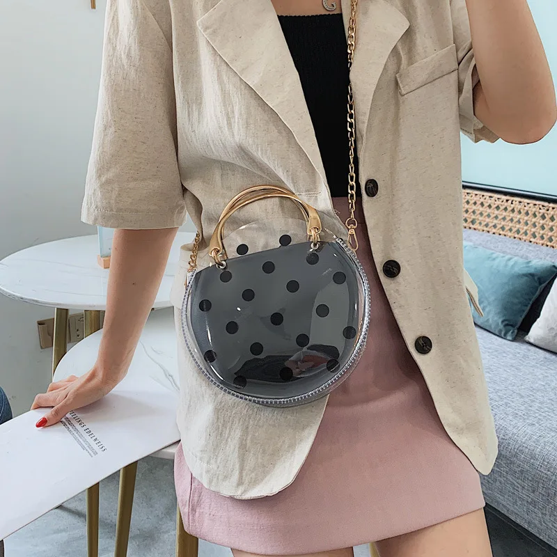 

Summer jelly small bag PVC transparent handbags new small round bag shoulder bag diagonal cross bag handbags mobile phone purse