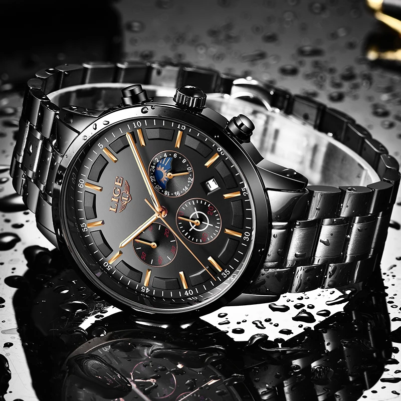 Fashion Mens Watches LIGE Top Brand Waterproof Sport Watch Chronograph Men Casual Stainless Steel Quartz Clock Relogio Masculino Fashion Mens Watches LIGE Top Brand Waterproof Sport Watch Chronograph Men Casual Stainless Steel Quartz Clock Relogio Masculino